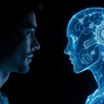 Engaging scene of a human or not AI interaction highlighting the challenge of distinguishing between human and AI responses.