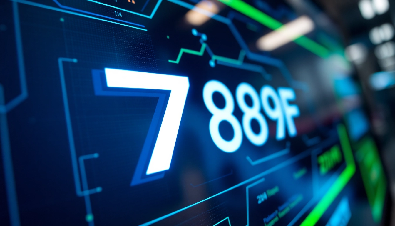 789F logo displayed on a futuristic digital interface, highlighting online gaming and technology themes.