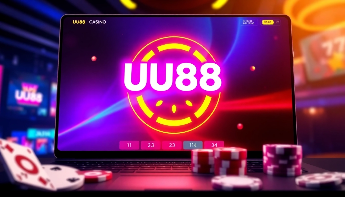 Engaging image featuring the UU88 logo on a modern online casino platform, emphasizing trust and excitement for players.