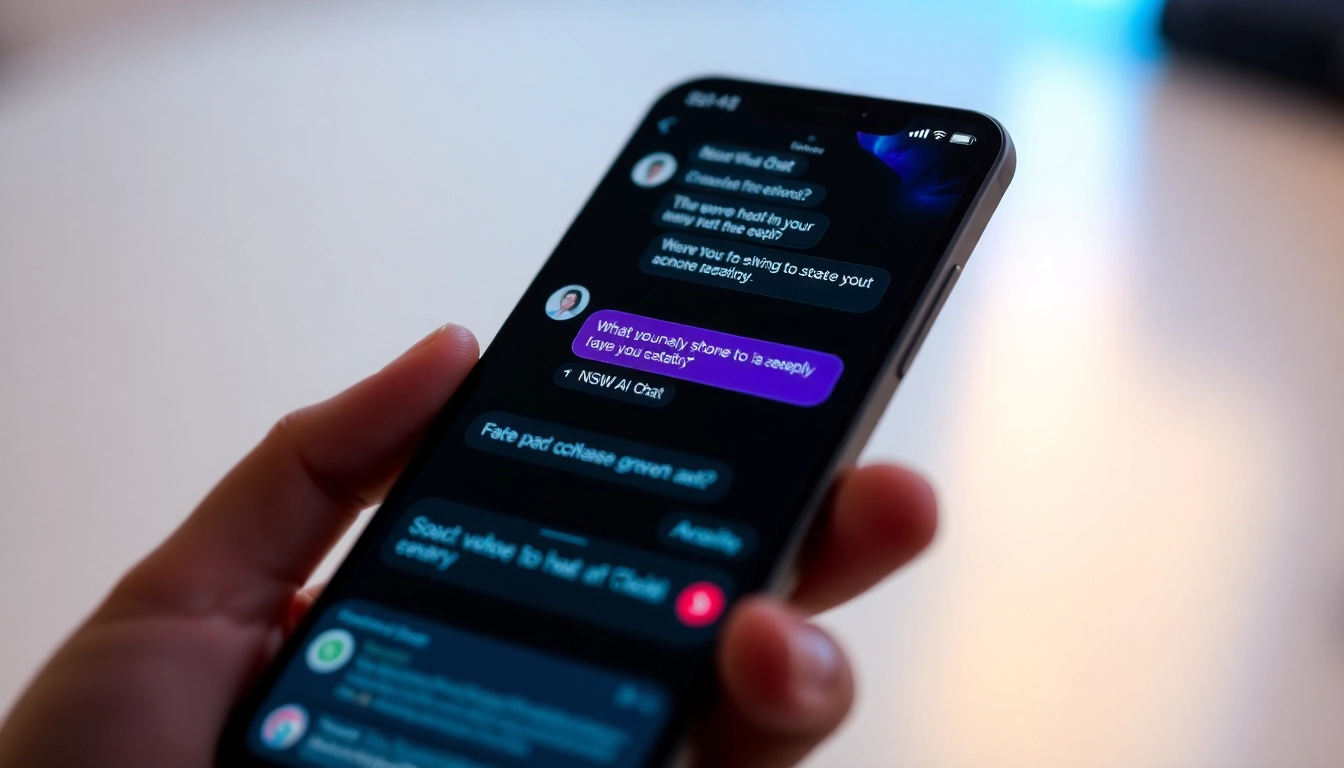 Engaging scene of a smartphone screen showcasing NSFW AI chat with realistic, detailed conversation interface for privacy and immersion.