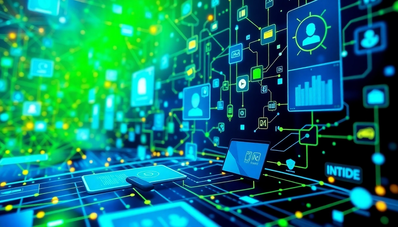 KJC branding in a high-tech digital environment, showcasing a secure, innovative online platform with vibrant colors and connected interfaces, emphasizing trust and modernity.