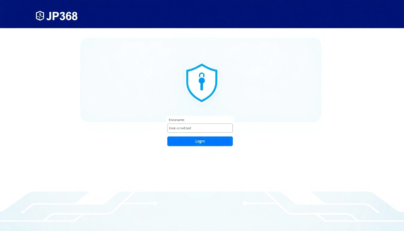 Secure JP368 login interface with encryption icons and fast access features, ensuring safety and ease of use for users.