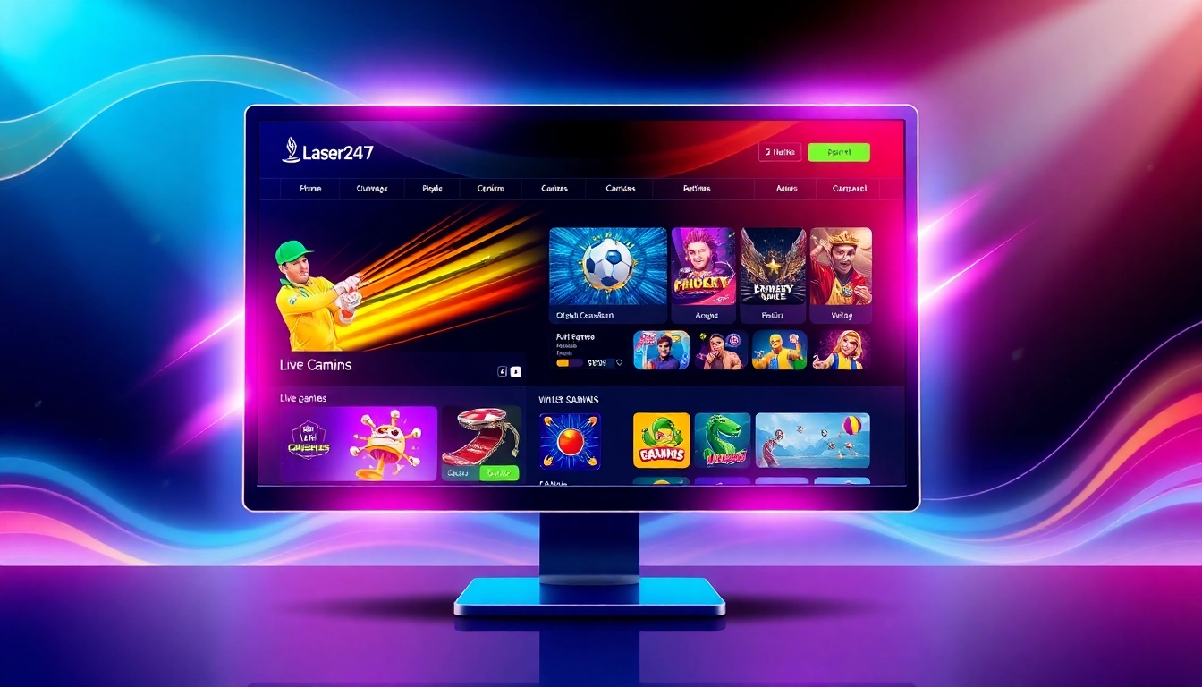 Laser247 online betting platform showcasing live cricket and casino games on a user-friendly interface for seamless wagering.