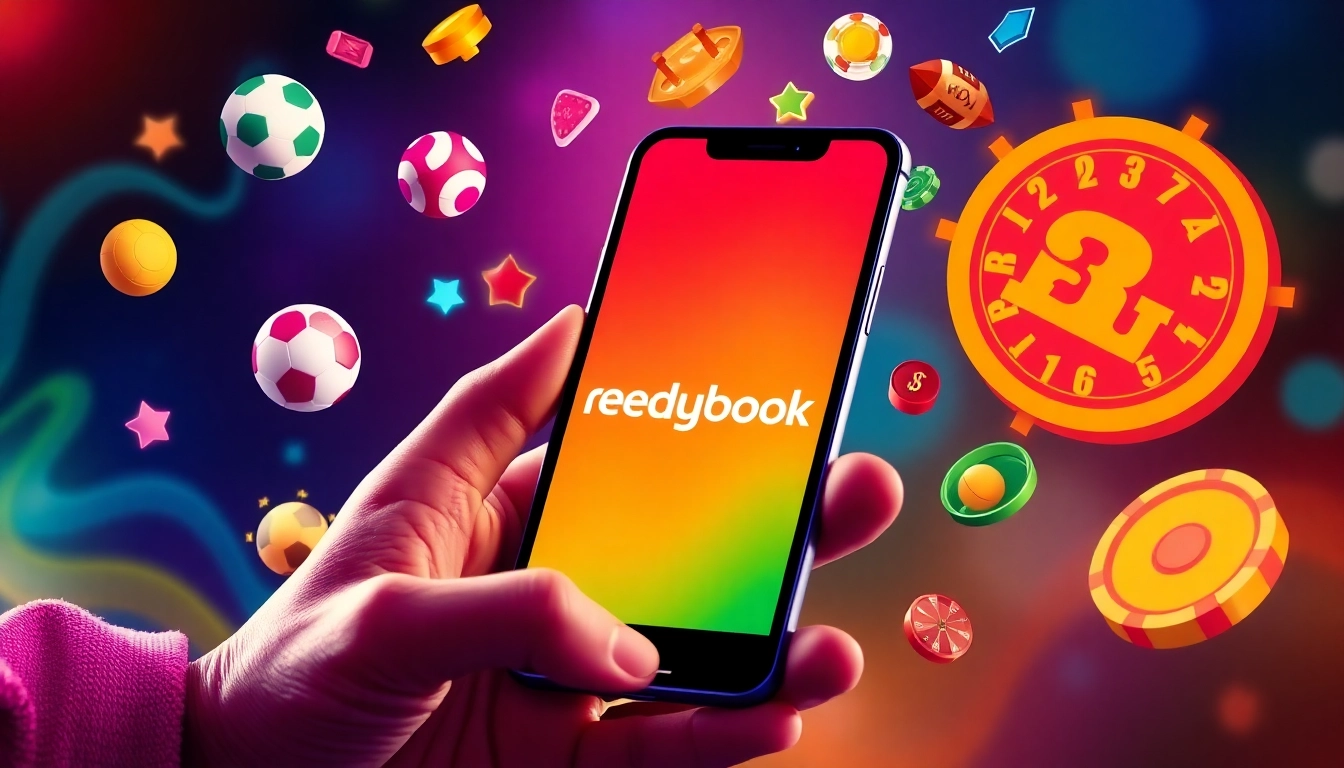 Reddybook platform displaying live cricket and casino betting on a user’s mobile device, emphasizing ease of use and vibrant gaming options.