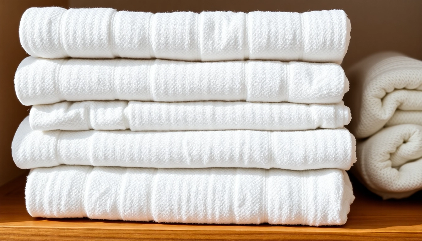High-quality cotton towels gently folded with soft texture, showcasing luxurious absorbency and craftsmanship for a premium look.