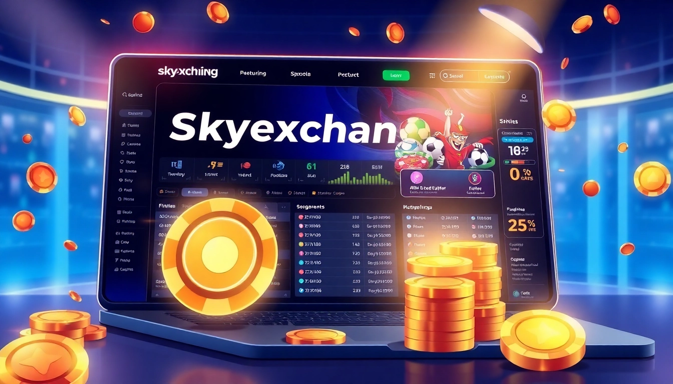 Skyexchange online betting platform showcasing sports and casino games with vibrant interface for user engagement and trust.