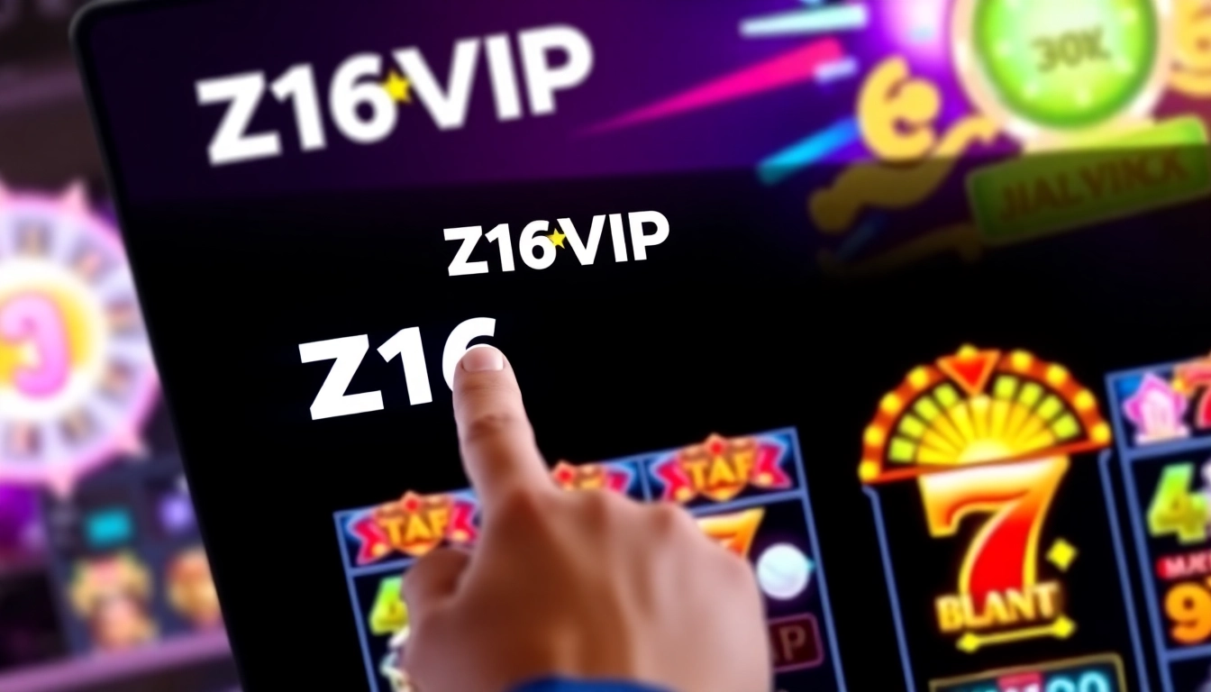Z16VIP online casino interface showcasing slot games with vibrant graphics and secure platform