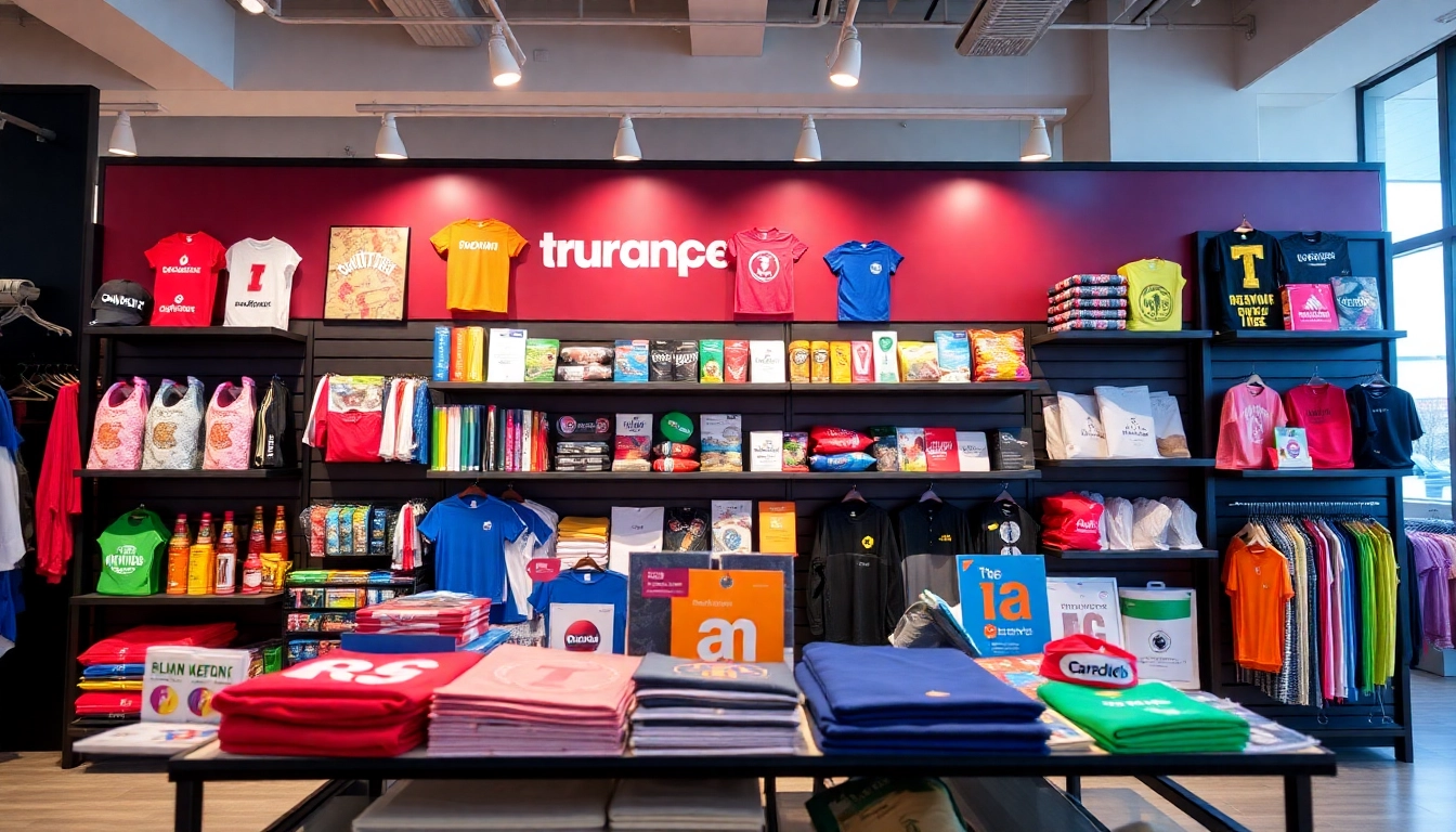 Custom promotional products in Louisville showcased in a vibrant retail display to attract