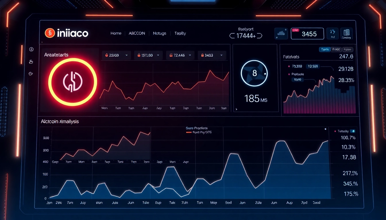 Modern digital art illustrating aicoin cryptocurrency analytics on a futuristic financial