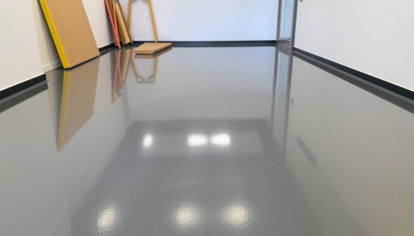 Experienced epoxy resin flooring contractors Birmingham applying durable epoxy coating in