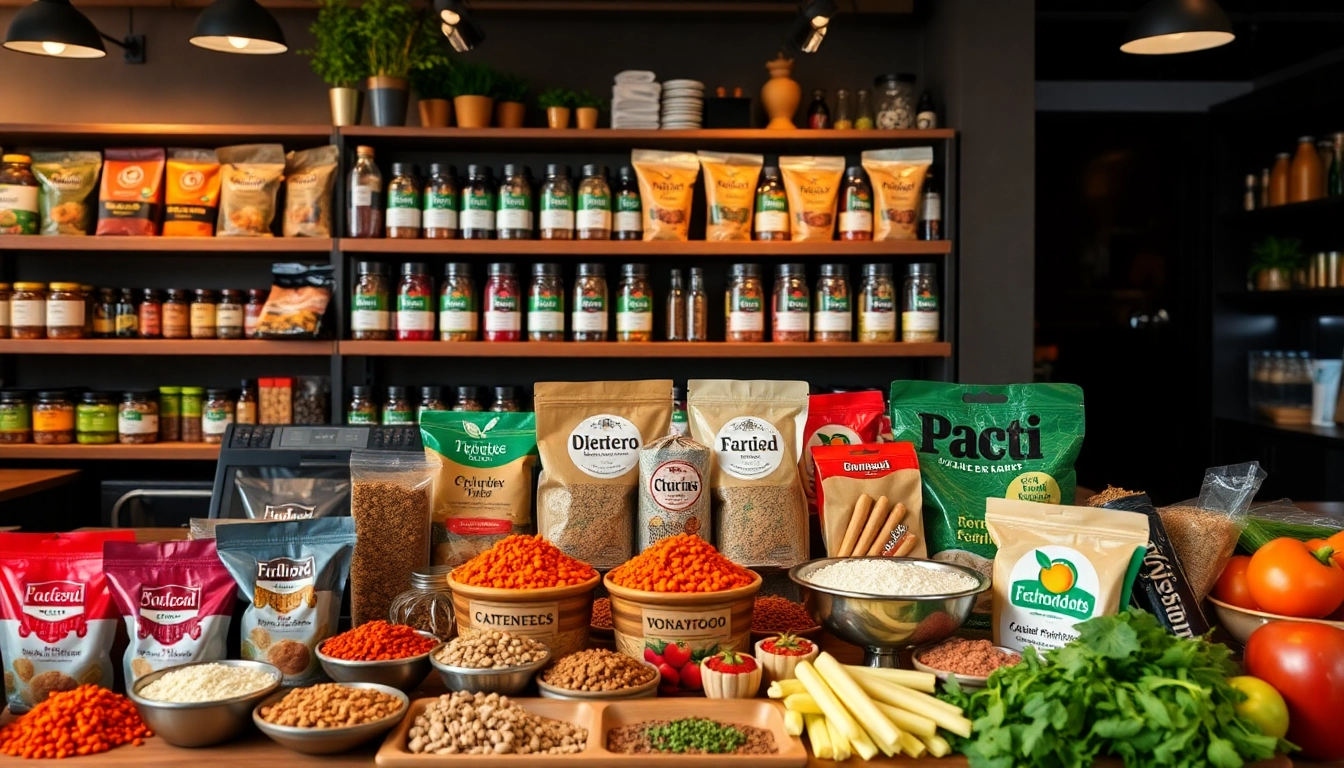Suppliers showcasing high-quality spices and food products in a professional setting for