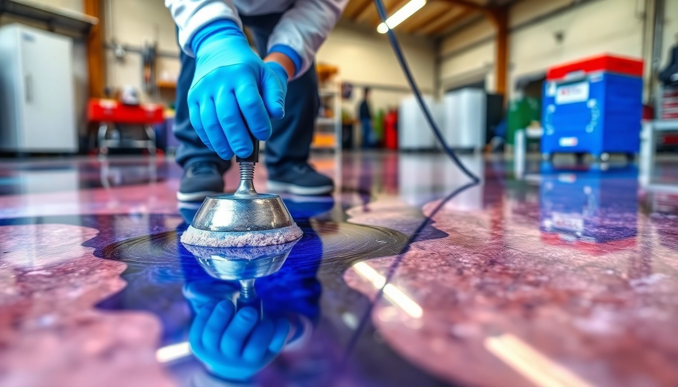 High-quality epoxy resinng Birmingham flooring being applied by a professional for a durable
