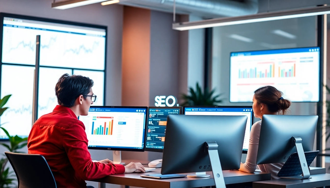 Expert agency seo team optimizing digital marketing strategies for business growth on computers