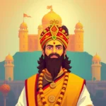 Visually striking depiction of Chhatrapati Shivaji Maharaj with a fort and Gujarati cultural